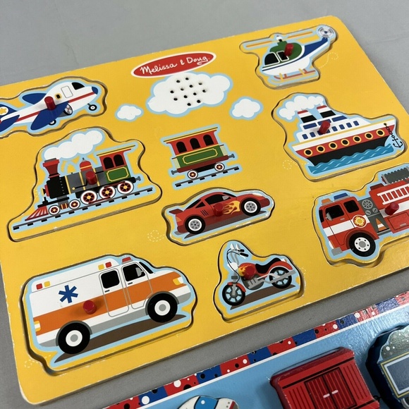 Melissa & Doug Vehicles Sound Puzzle & Vehicles Chunky Puzzle Bundle - Picture 2 of 3
